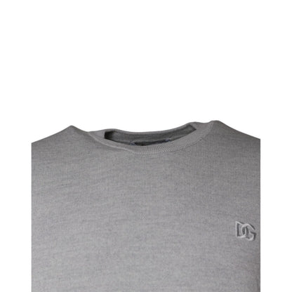 Dolce & Gabbana Light Gray Wool Crew Neck Pullover Sweater