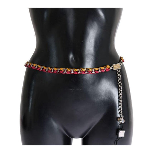 Dolce & Gabbana Red Yellow Leather Crystal Belt BEL10361-2