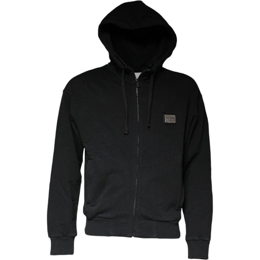 Dolce & Gabbana Black Logo Plaque Hooded Full Zip Sweater TSH86994-44