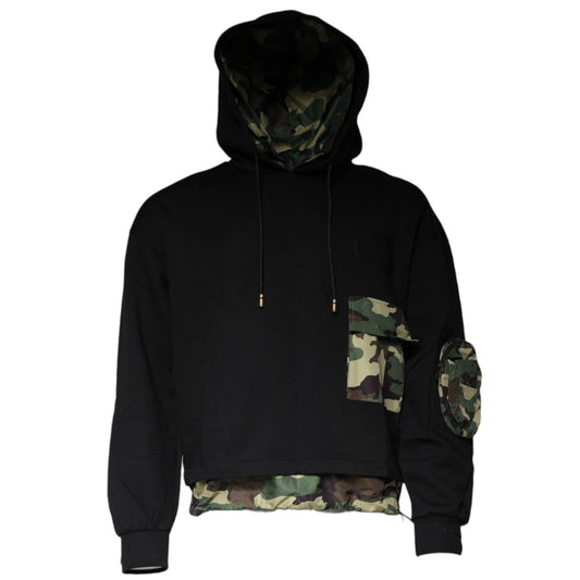 Dolce & Gabbana Black Pocket CottonHooded Sweatshirt Sweater TSH87003-46