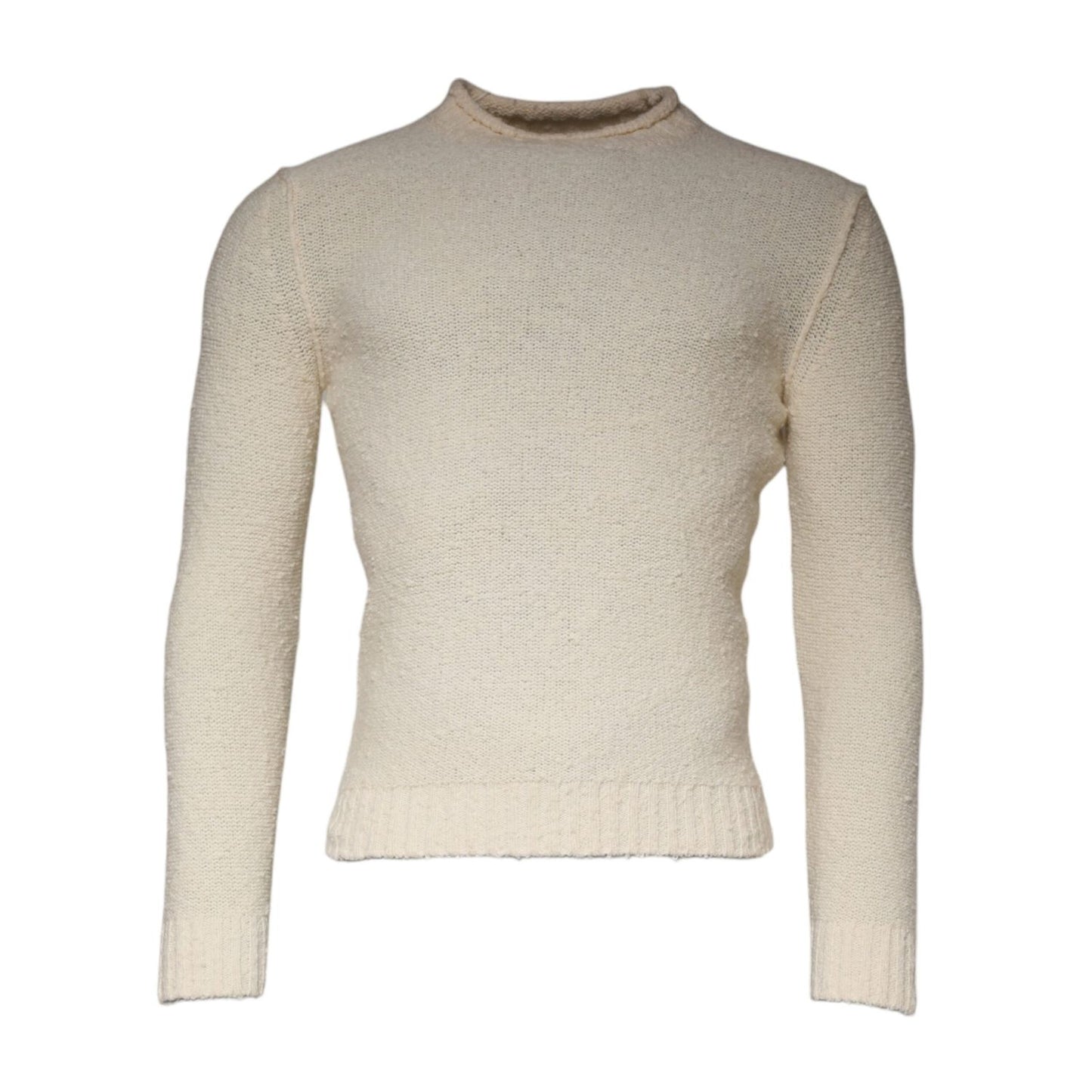 KANGRA Beige Wool Knit Long Sleeve Round Neck Pullover Sweater