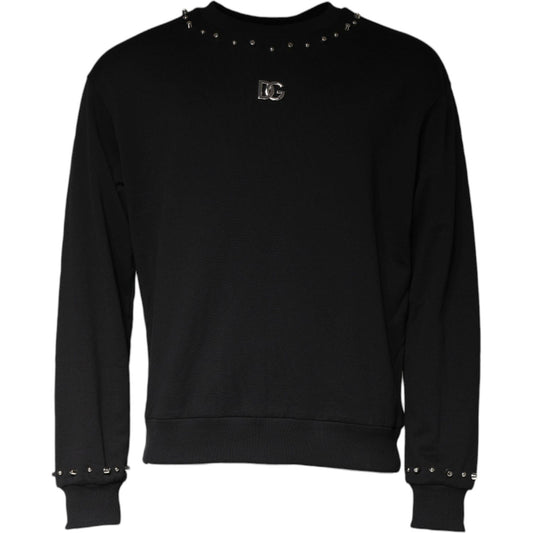 Dolce & Gabbana Black Logo Stud Pullover Sweatshirt Sweater TSH87009-48