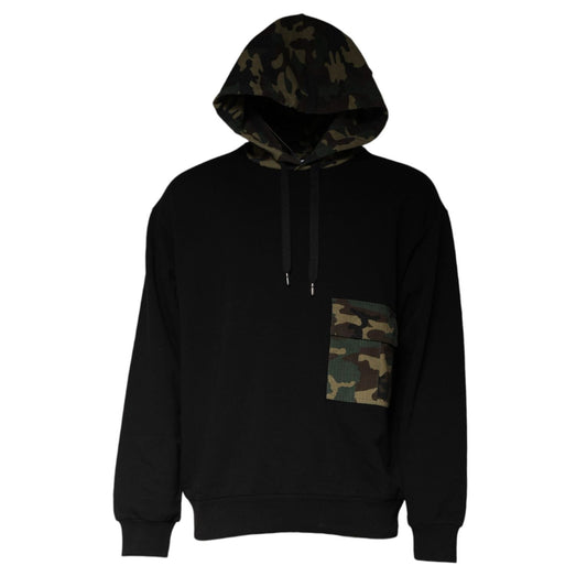 Dolce & Gabbana Black Camouflage Hooded Sweatshirt Sweater