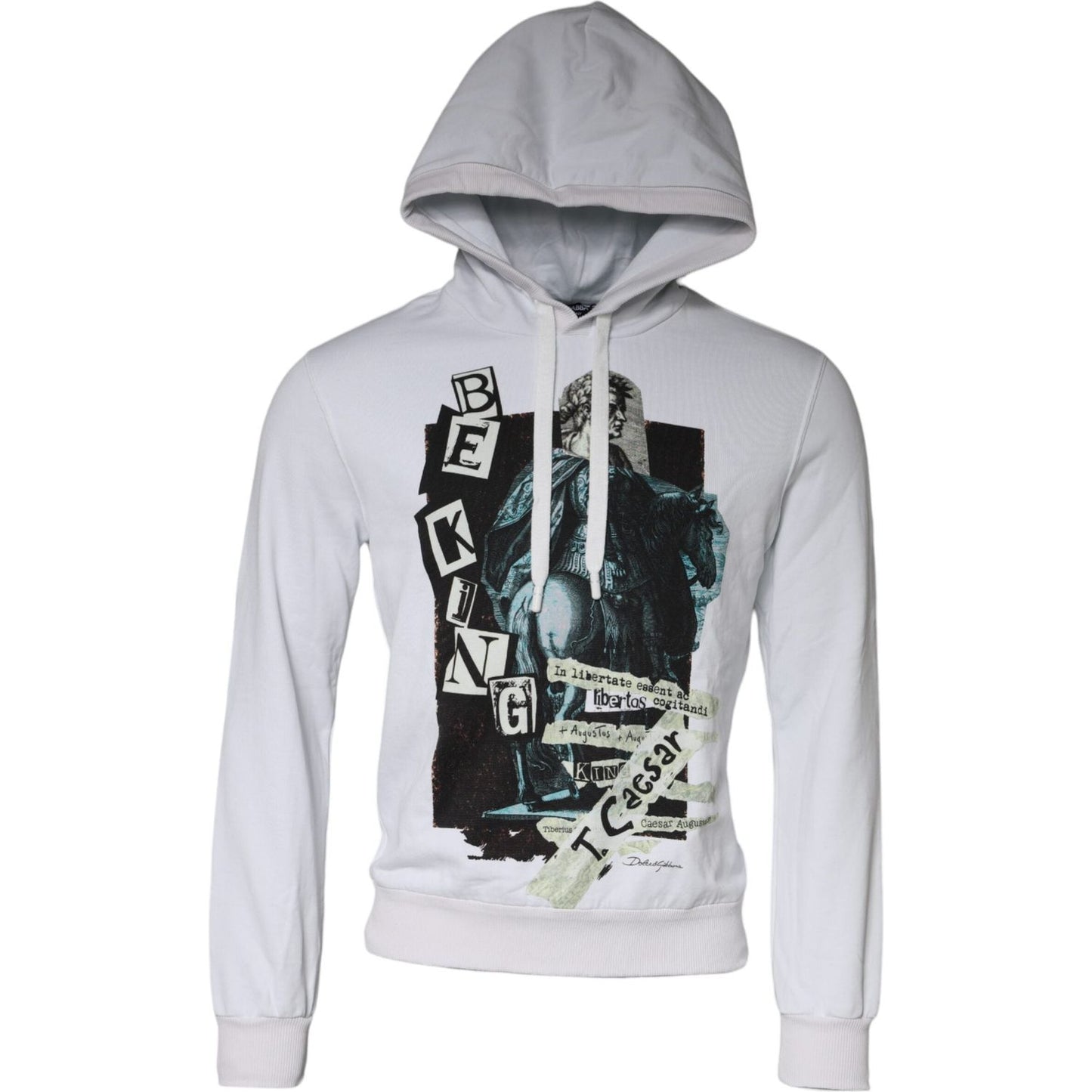Dolce & Gabbana White Caesar Cotton Hooded Pullover Sweater TSH87227-48
