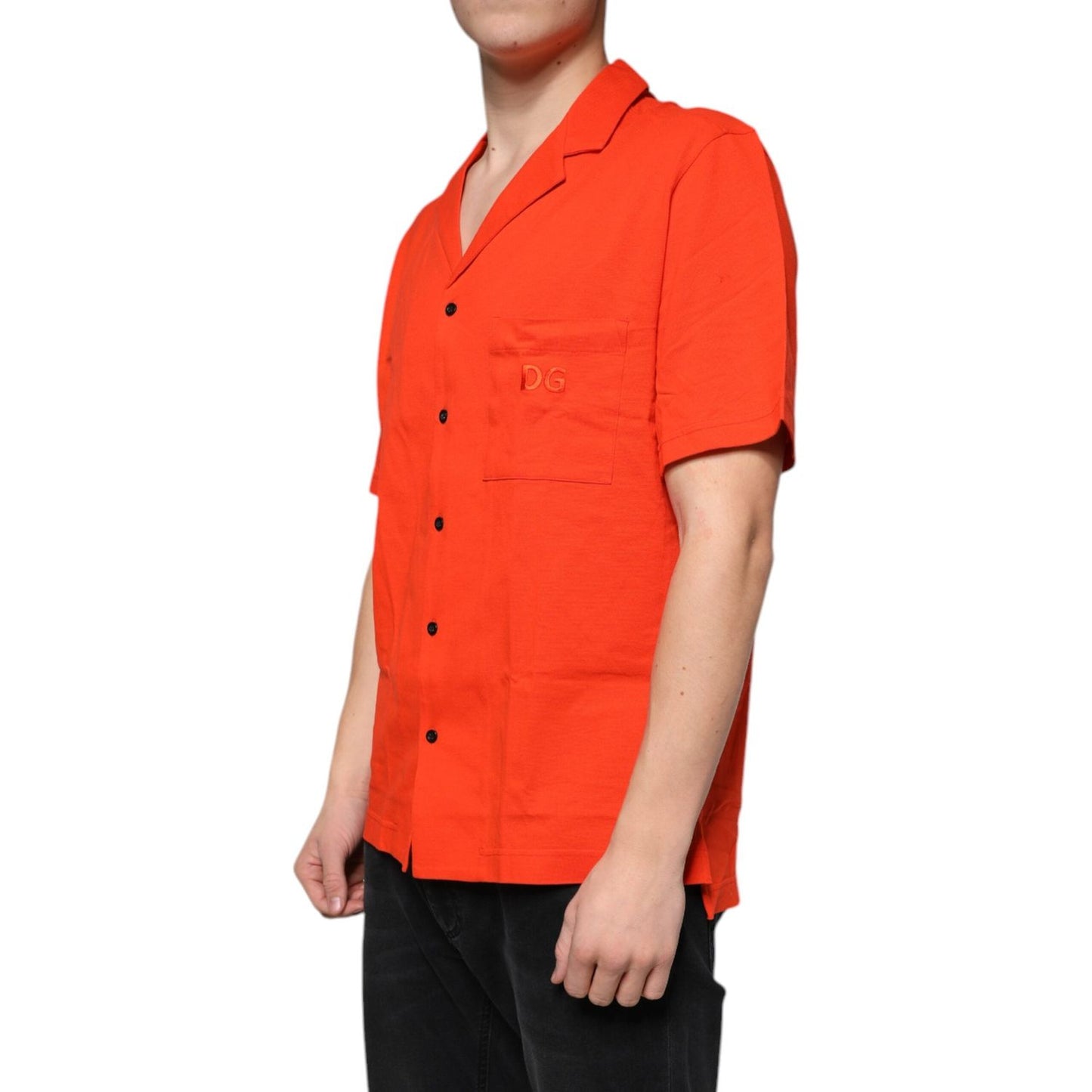 Dolce & Gabbana Orange Cotton Button Down Casual Polo Shirt TSH84563-44
