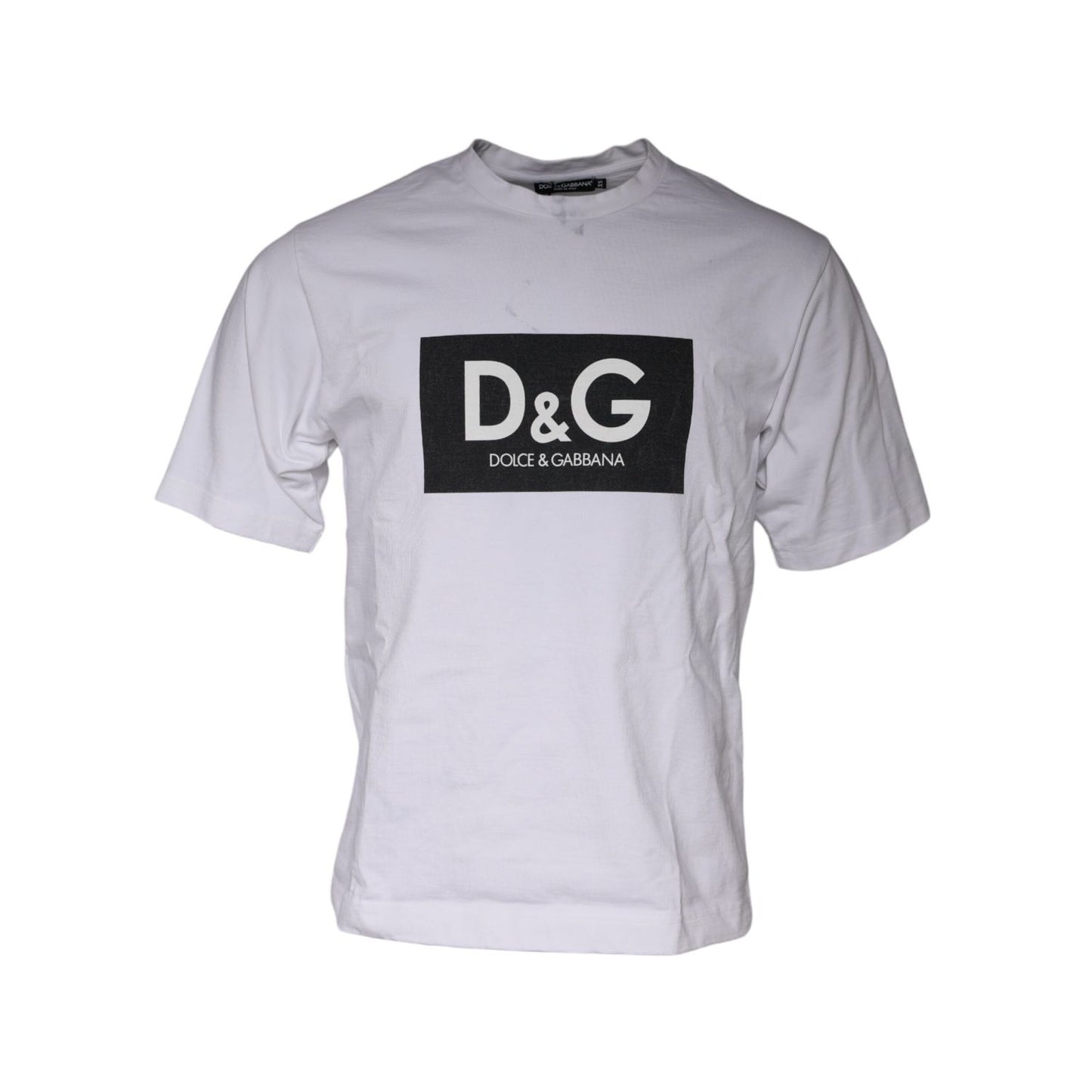 Dolce & Gabbana White Logo Print Cotton Crew Neck T-shirt