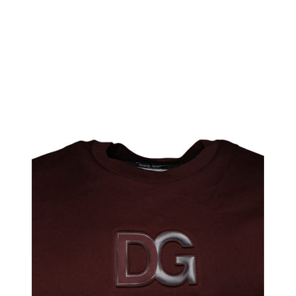 Dolce & Gabbana Maroon DG Logo Cotton Crew Neck T-shirt