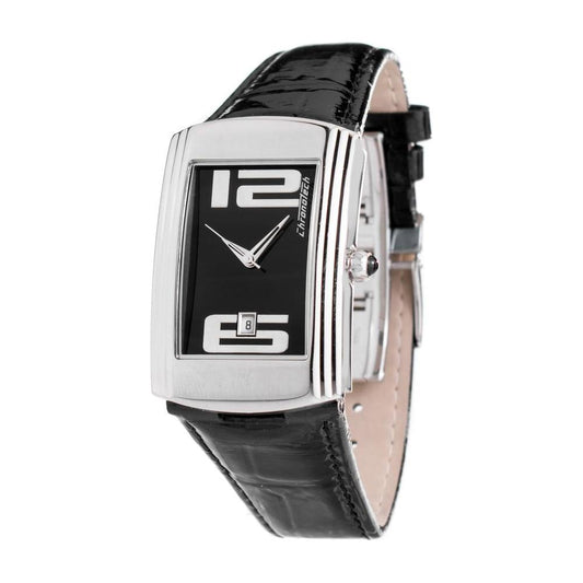 Chronotech Black Leather Watch Chronotech Dark Slate Gray