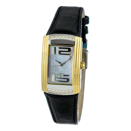 Chronotech Black Leather Watch Chronotech Dark Slate Gray