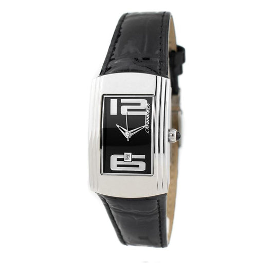 Chronotech Black Leather Watch Chronotech Light Gray
