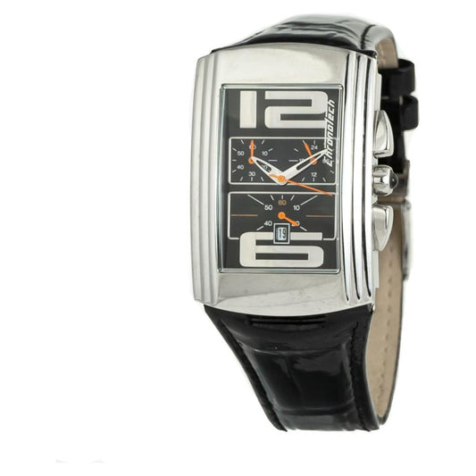 Chronotech Black Leather Watch Chronotech Gray