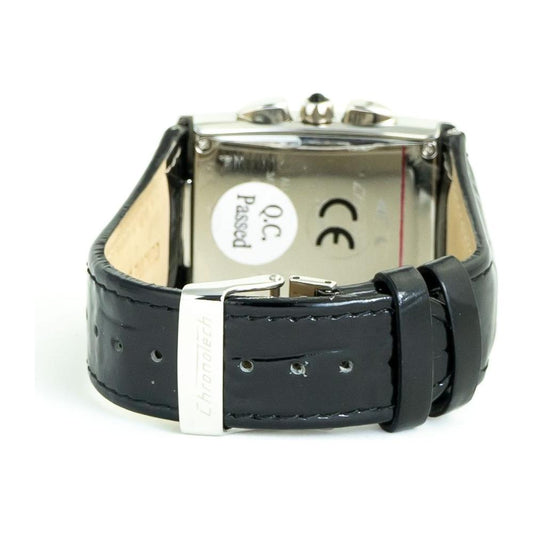 Chronotech Black Leather Watch Chronotech Antique White