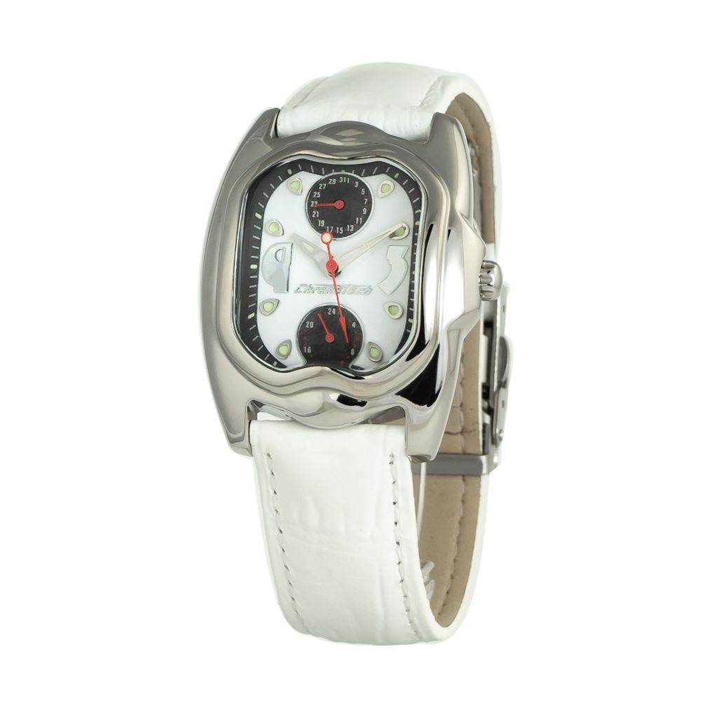 Chronotech White Leather Dress Watch
