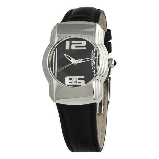 Chronotech Black Leather Watch Chronotech Dark Slate Gray