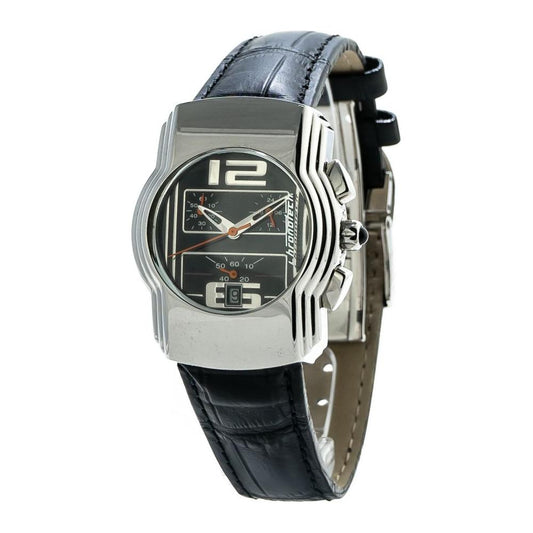 Chronotech Black Leather Watch Chronotech Dark Slate Gray