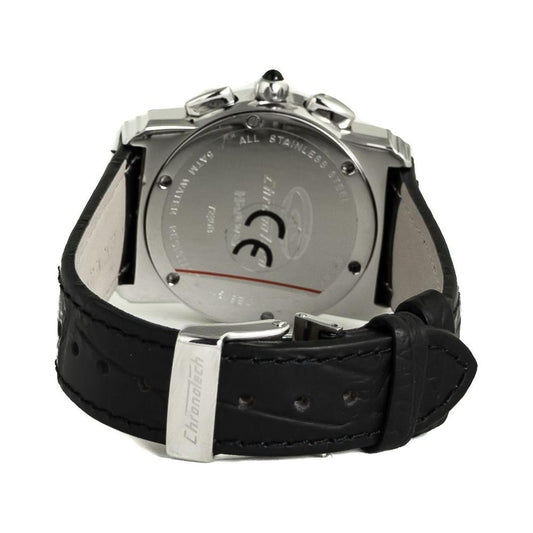 Chronotech Black Leather Watch Chronotech Dark Slate Gray