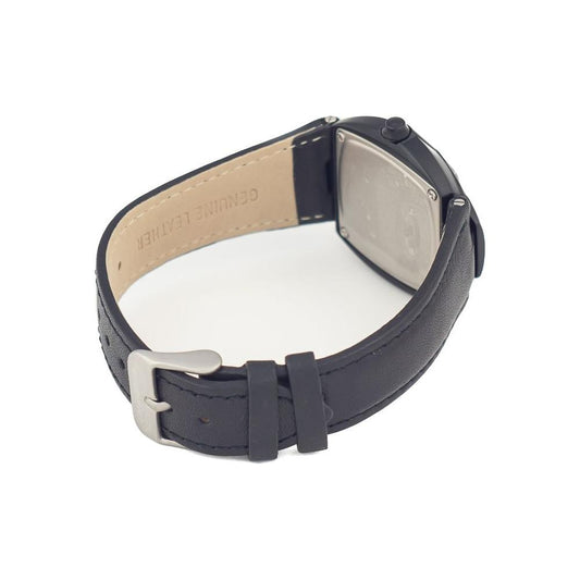 Chronotech Black Leather Watch Chronotech Dark Slate Gray