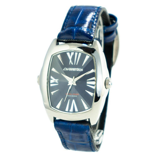 Chronotech Black Leather Watch Chronotech Dark Slate Gray