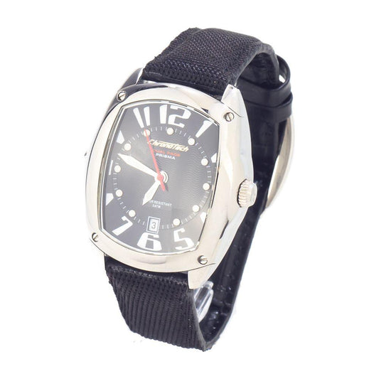 Chronotech Black Leather Watch Chronotech Light Gray