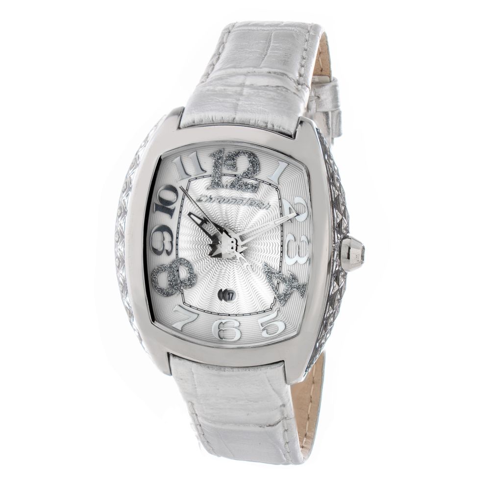 Chronotech Silver Leather Dress Watch