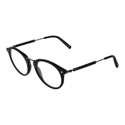 Tod's Black Men Glasses Frame, full-rim, round style, black acetate material, demo lenses, 49-21-145 size, men's eyewear.