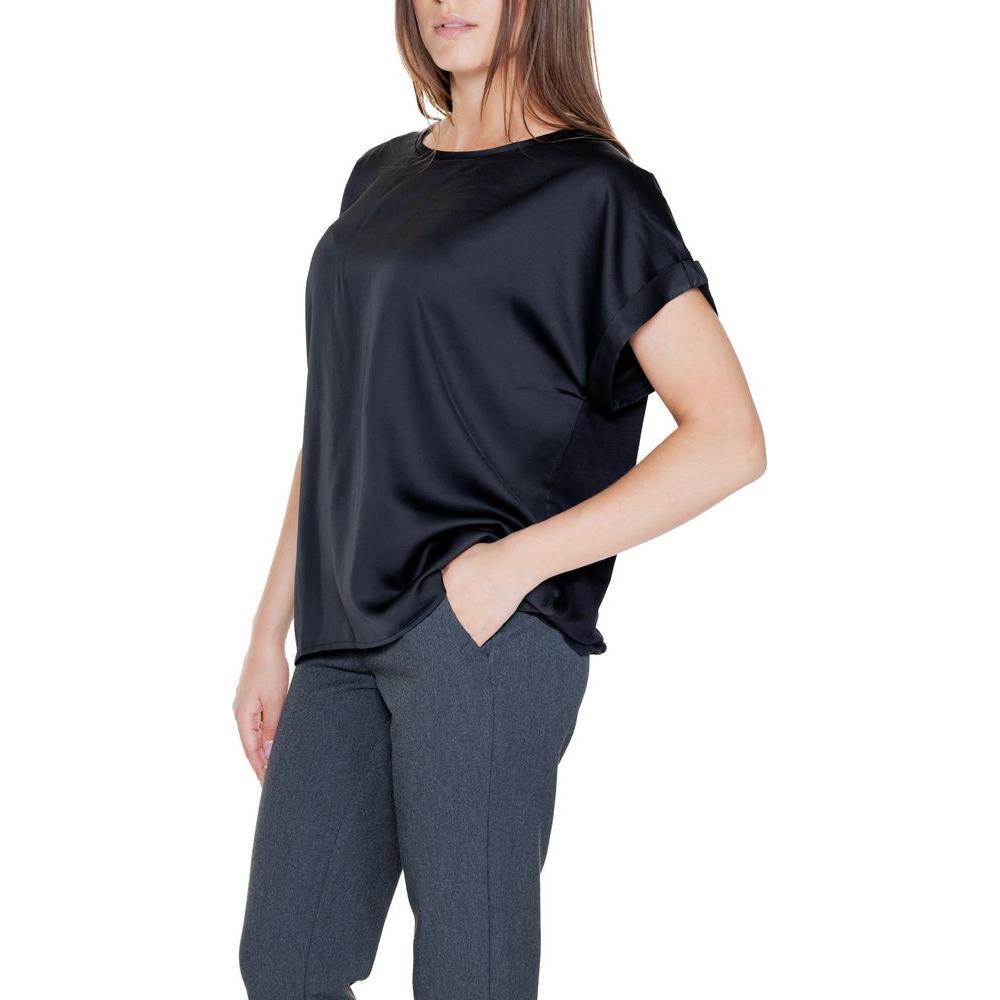 Vila Clothes Black Cotton T-Shirt