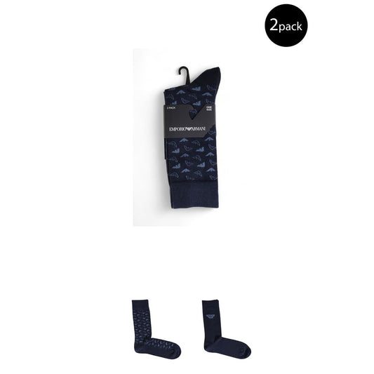 Emporio Armani Underwear Blue Cotton Sock EM-15167000010-ONE SIZE
