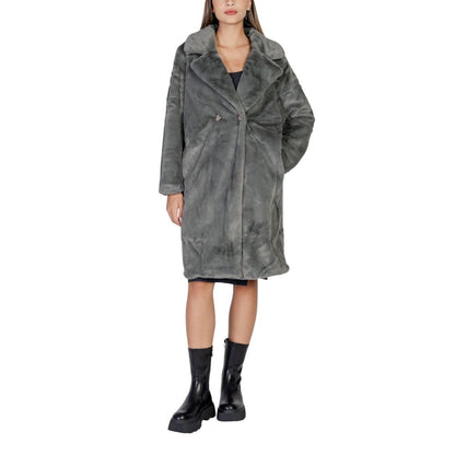 ICHI Black Polyester Coat