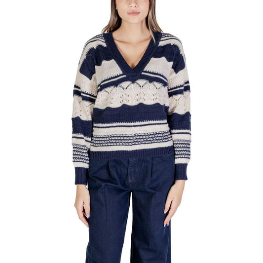 ICHI Blue Recycled Polyester Sweater IC-15692700010-IT38|XS