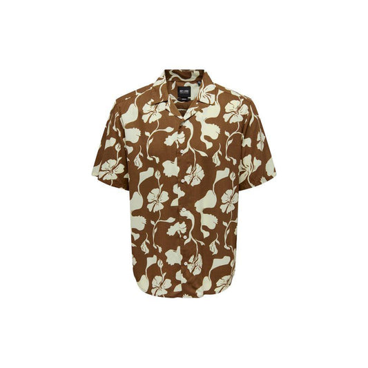 Only & Sons Brown Viscose Shortsleeve ON-10275300140-IT44 | S