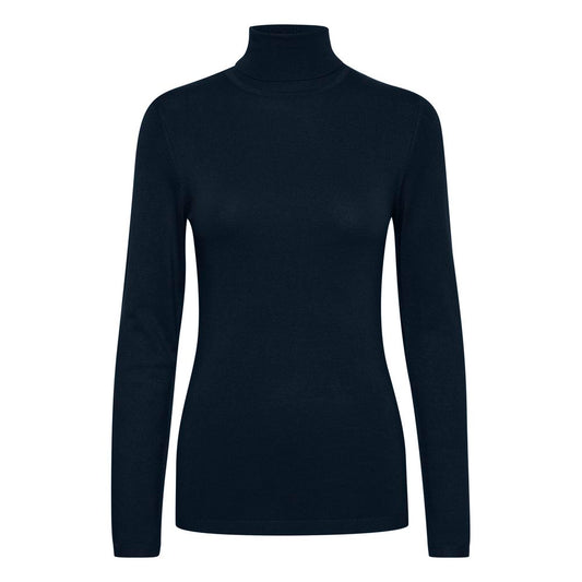 ICHI Blue Viscose Turtleneck IC-13338900010-XXL