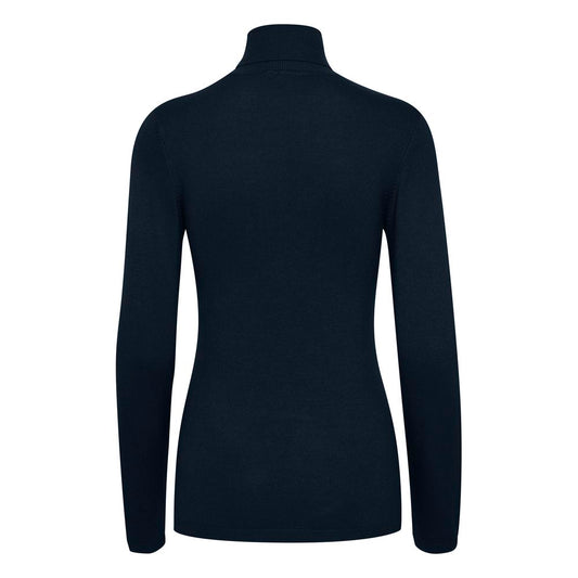 ICHI Blue Viscose Turtleneck IC-13338900010-XXL