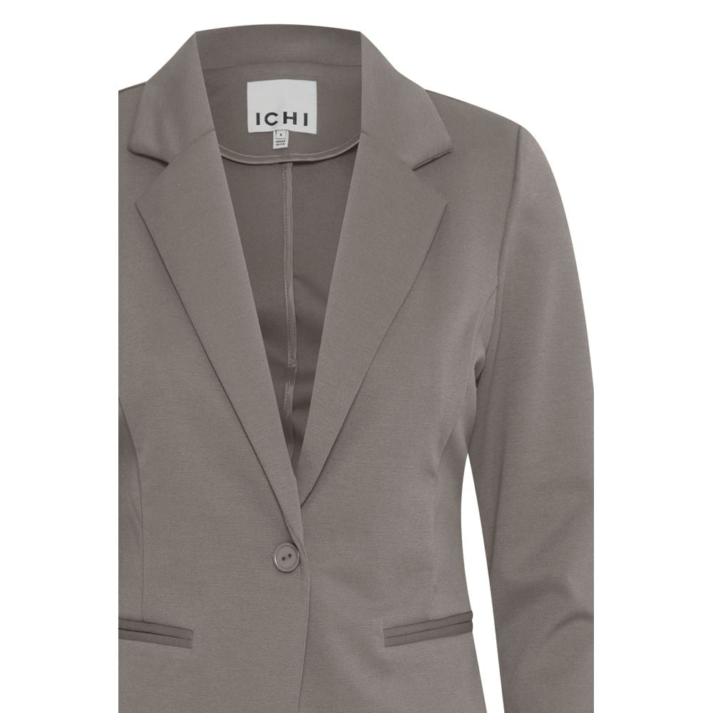 ICHI Gray Polyester Blazer IC-13339202205-IT40|S