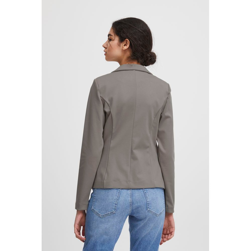 ICHI Gray Polyester Blazer IC-13339202205-IT40|S