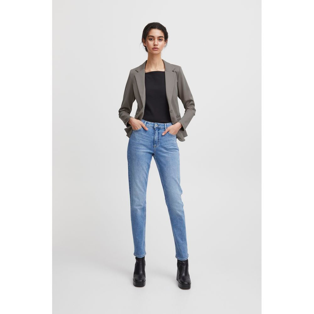 ICHI Gray Polyester Blazer IC-13339202205-IT40|S
