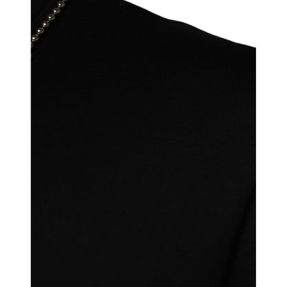 Dolce & Gabbana Black Cotton Necklace Embellished T-shirt