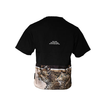 Dolce & Gabbana Black Leopard Cotton Short Sleeves T-shirt