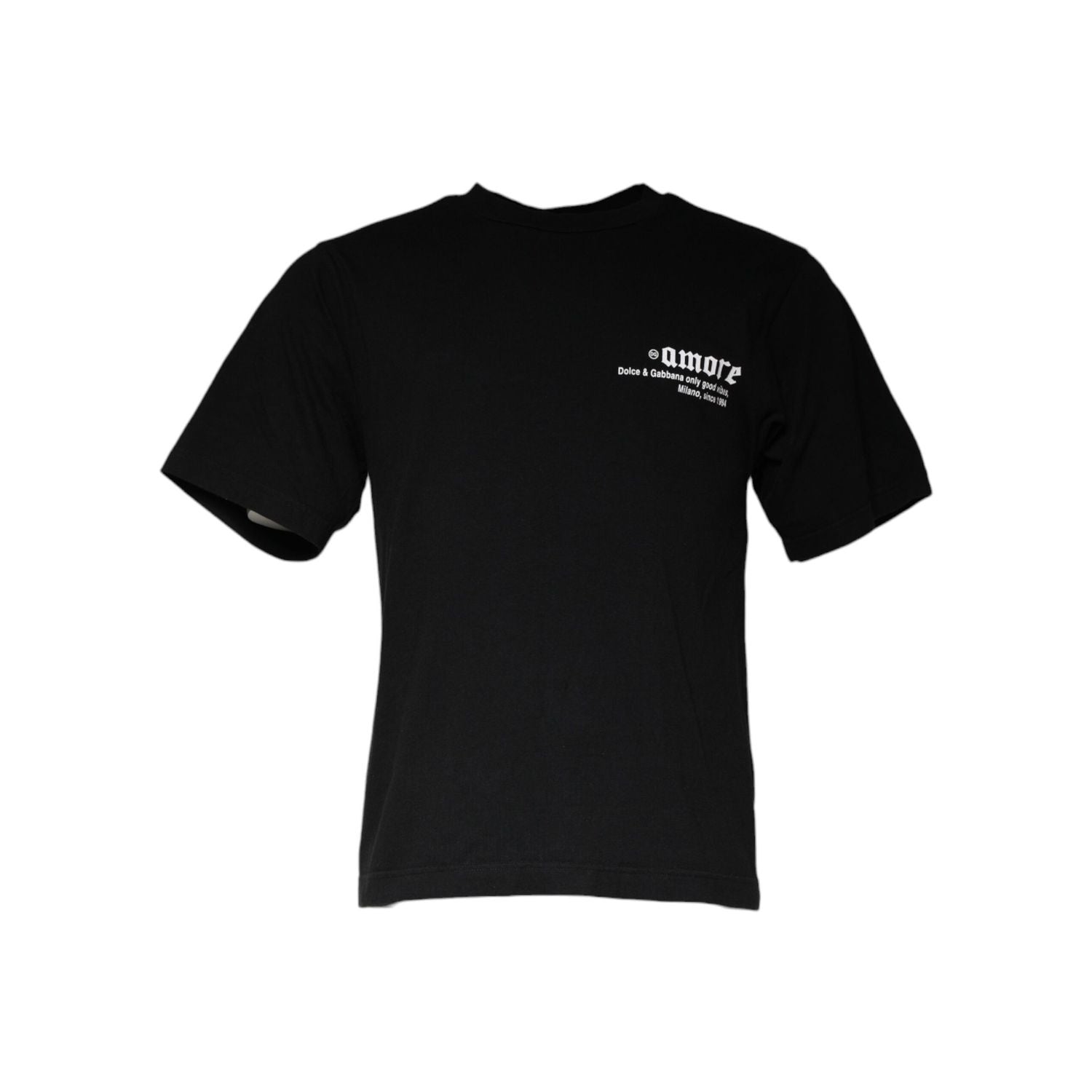 Dolce & Gabbana Black Amore Print Cotton Crew Neck T-shirt