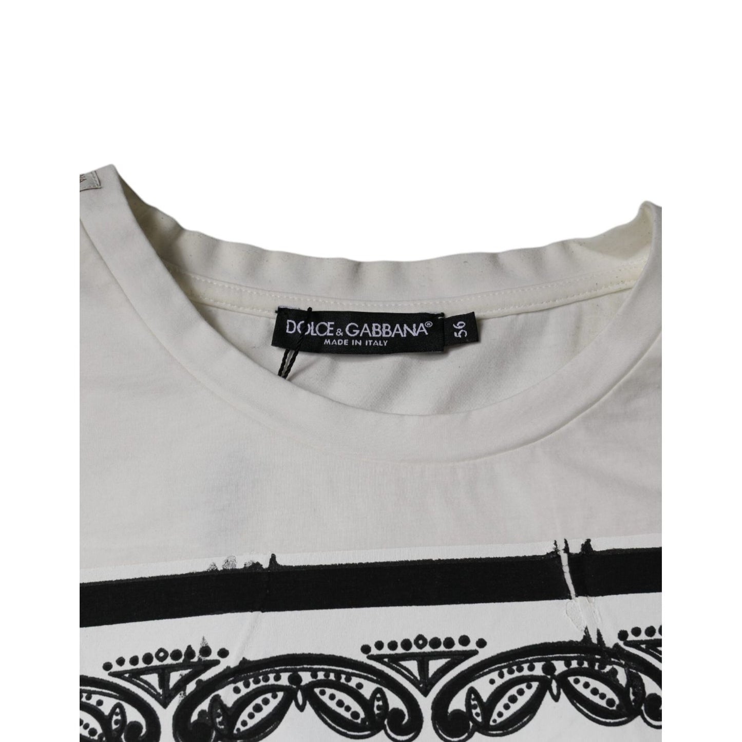 Dolce & Gabbana White Bandana Print Cotton Short Sleeves T-shirt