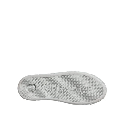 Versace White Pink Greca Print Platform Low Top Sneakers Shoes