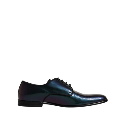 Dolce & Gabbana Peacock Patent Leather Derby Men Dress Shoes