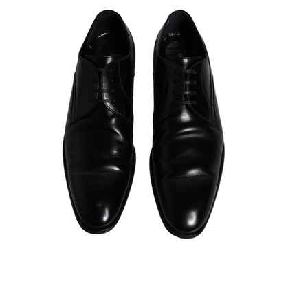 Dolce & Gabbana Black Leather Derby Formal Men Dress Shoes
