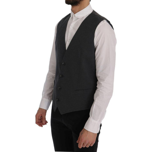 Dolce & Gabbana Gray STAFF Cotton Striped Vest SIG60352-1