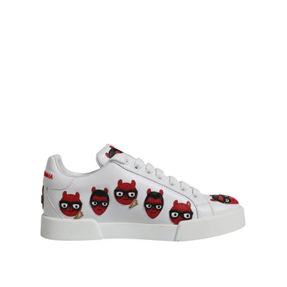 Dolce & Gabbana White Devil Face Portofino Sneakers Shoes