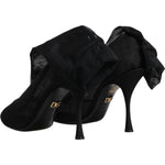 Dolce & Gabbana Black Silk Stretch Mesh Sock Boots Shoes LA11994-36.5