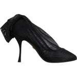 Dolce & Gabbana Black Silk Stretch Mesh Sock Boots Shoes LA11994-36.5