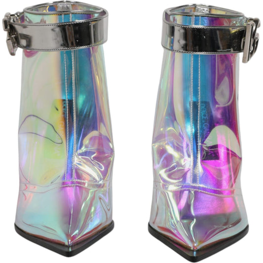 Dolce & Gabbana Shoes Silver Iridescent Pointed Short Boots