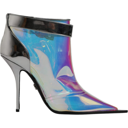 Dolce & Gabbana Shoes Silver Iridescent Pointed Short Boots