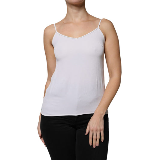 Fabiana Filippi White Spaghetti Strap Sleeveless Tank Top TSH86778-40