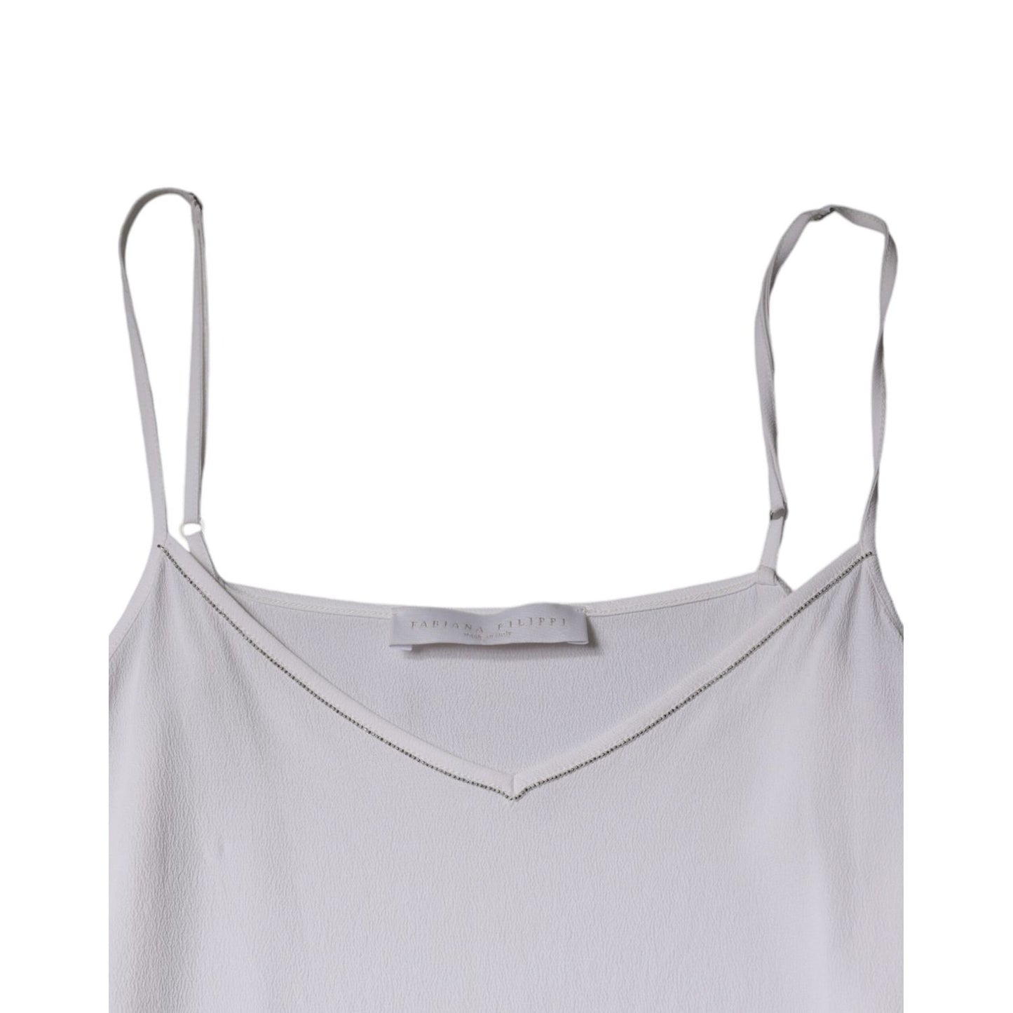 Fabiana Filippi White Spaghetti Strap Sleeveless Tank Top